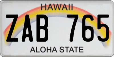 HI license plate ZAB765