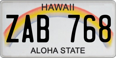 HI license plate ZAB768