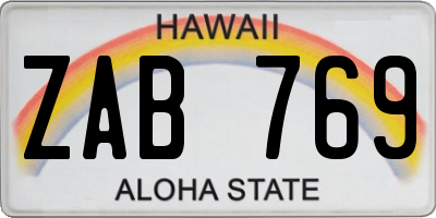 HI license plate ZAB769