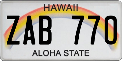 HI license plate ZAB770