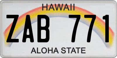 HI license plate ZAB771