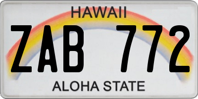 HI license plate ZAB772