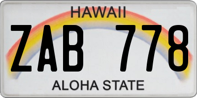 HI license plate ZAB778