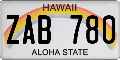 HI license plate ZAB780
