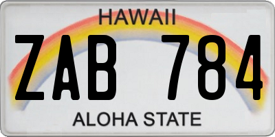 HI license plate ZAB784