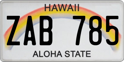 HI license plate ZAB785
