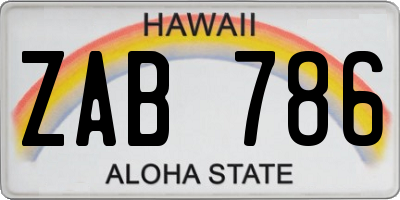HI license plate ZAB786
