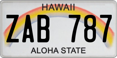 HI license plate ZAB787