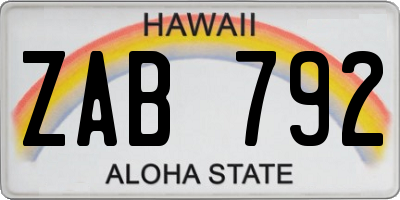 HI license plate ZAB792