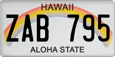 HI license plate ZAB795
