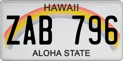HI license plate ZAB796