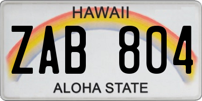 HI license plate ZAB804