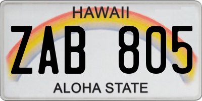 HI license plate ZAB805