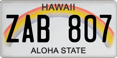 HI license plate ZAB807