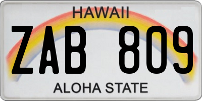 HI license plate ZAB809