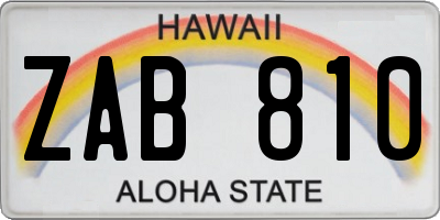 HI license plate ZAB810