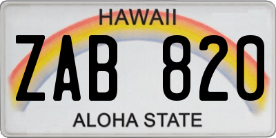 HI license plate ZAB820