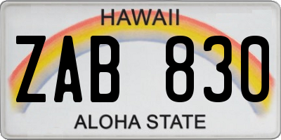 HI license plate ZAB830