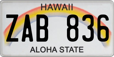HI license plate ZAB836