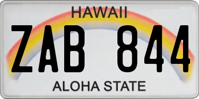 HI license plate ZAB844
