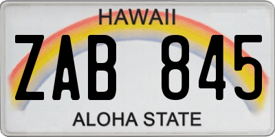 HI license plate ZAB845