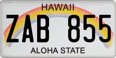 HI license plate ZAB855