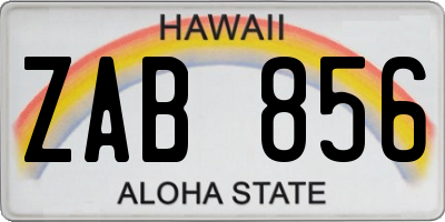 HI license plate ZAB856