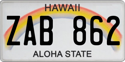 HI license plate ZAB862