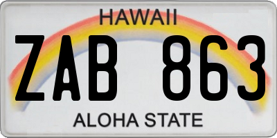 HI license plate ZAB863