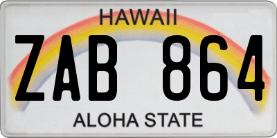 HI license plate ZAB864
