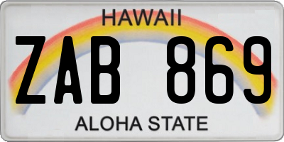 HI license plate ZAB869