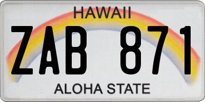 HI license plate ZAB871