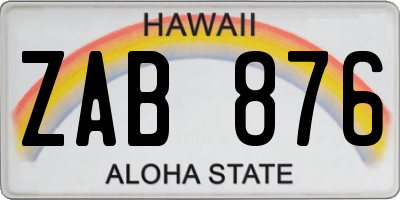 HI license plate ZAB876