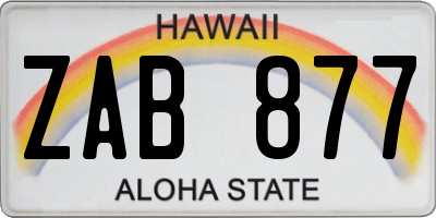 HI license plate ZAB877