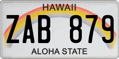 HI license plate ZAB879