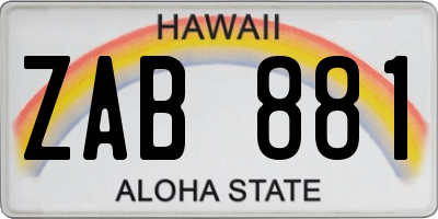 HI license plate ZAB881