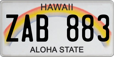 HI license plate ZAB883