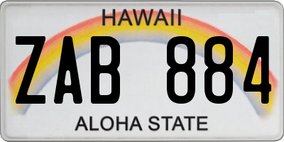 HI license plate ZAB884