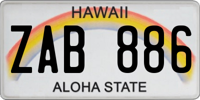 HI license plate ZAB886
