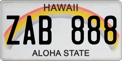HI license plate ZAB888