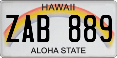 HI license plate ZAB889