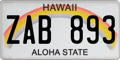 HI license plate ZAB893