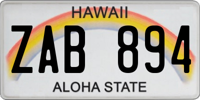 HI license plate ZAB894