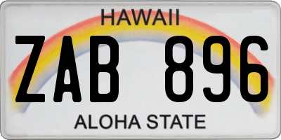 HI license plate ZAB896