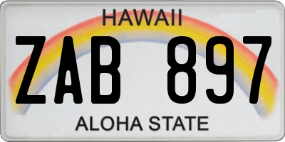 HI license plate ZAB897