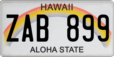 HI license plate ZAB899