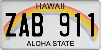 HI license plate ZAB911