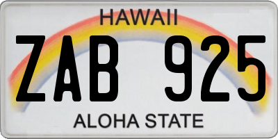 HI license plate ZAB925