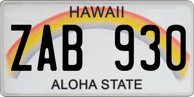HI license plate ZAB930