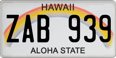 HI license plate ZAB939